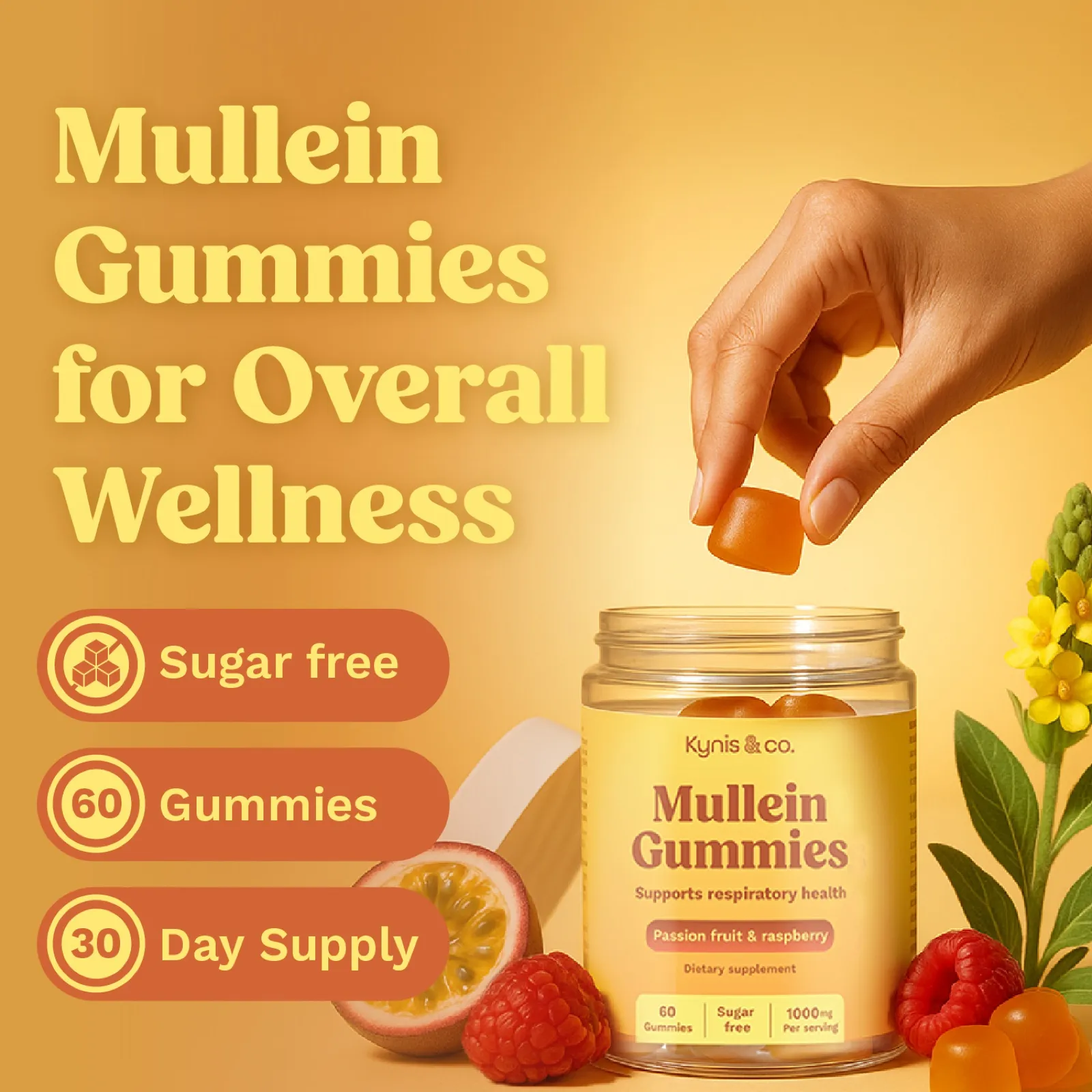 Kynis & Co., mullein gummies, gallery designed by AND creative studio