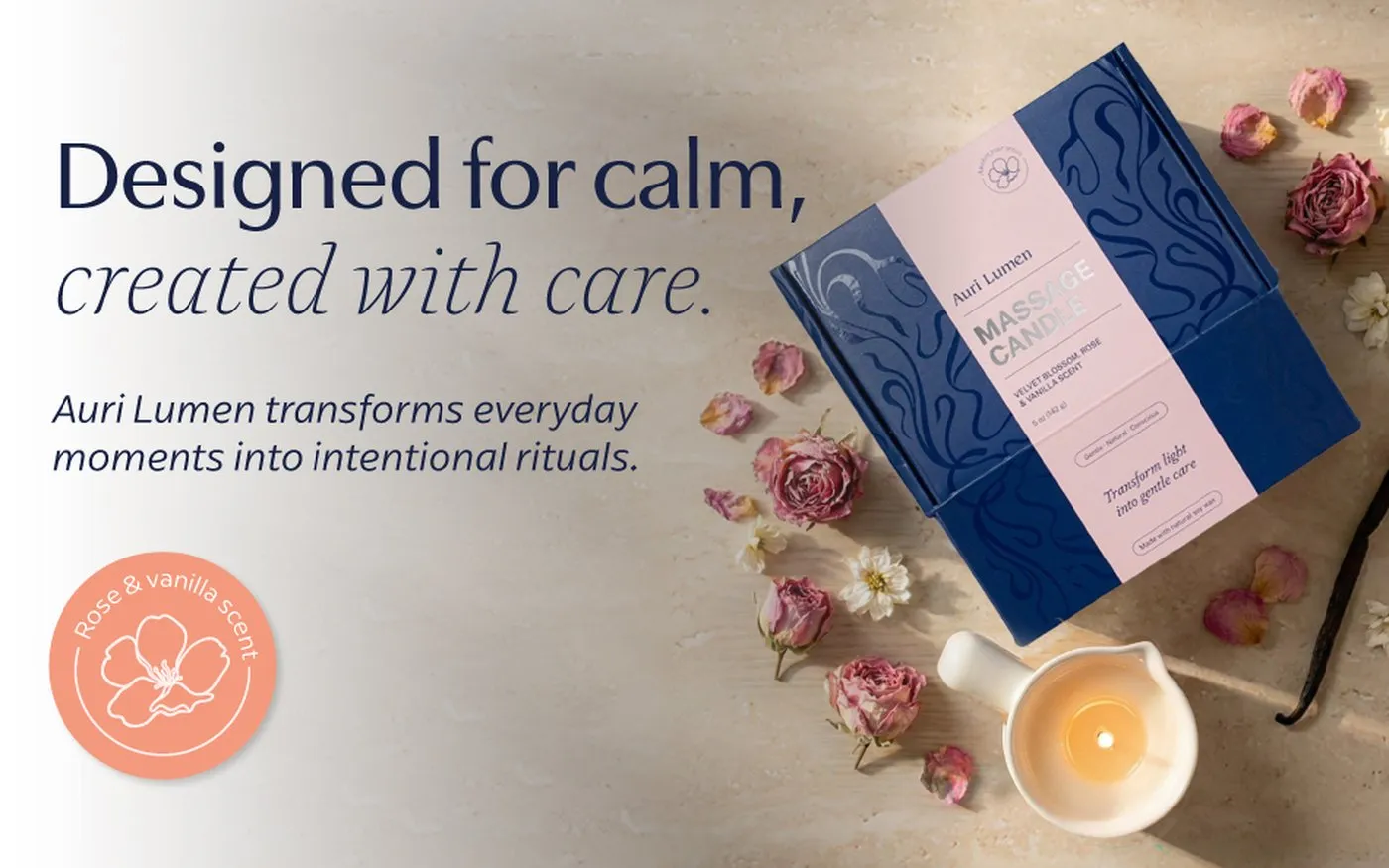A+ content for a massage candle brand